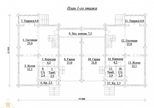 Объект №22Д: домокомплект двухэтажного дома на 2 семьи 1