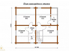 Двухэтажный дом из бруса 192х130 с террасой и балконом 3 Двухэтажный дом из бруса 192х130 с террасой и балконом 3