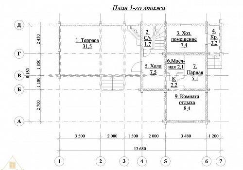 Двухэтажный дом из бруса 192х145 с крыльцом и просторной террасой 1
