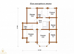 Двухэтажный дом из бруса 192х145 с террасой, кухней-гостиной 1